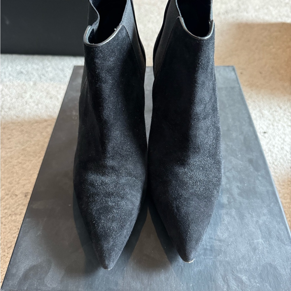 Manolo Blahnik Black Ankle Boots with Suede Finish